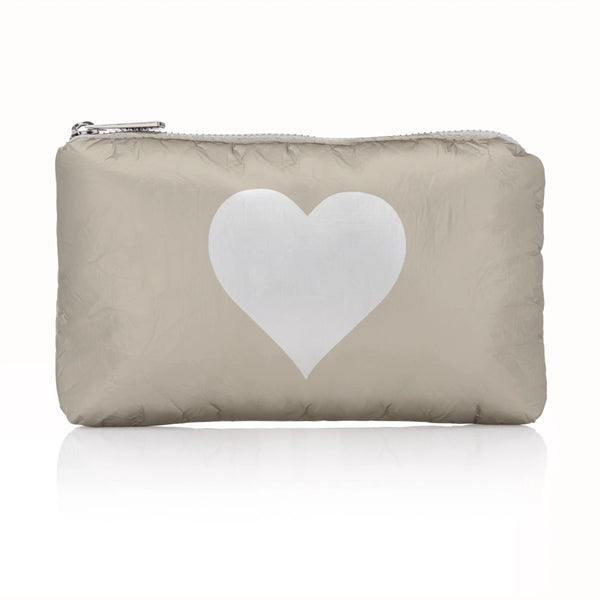 Beige Shimmer Heart Water Resistant Small Bag by HI LOVE - Freshie & Zero Studio Shop