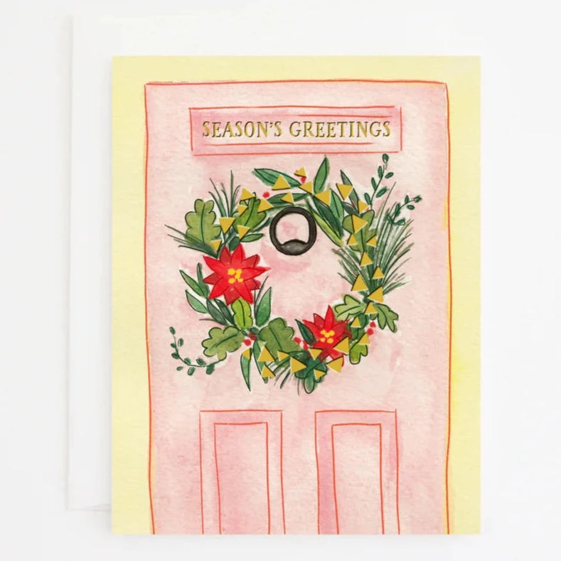 Season's Greetings Wreath Greeting Card - Freshie & Zero Studio Shop