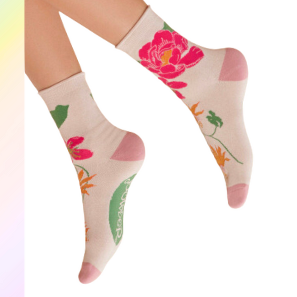Tropical Flora in Coconut: Socks by Powder UK - Freshie & Zero Studio Shop