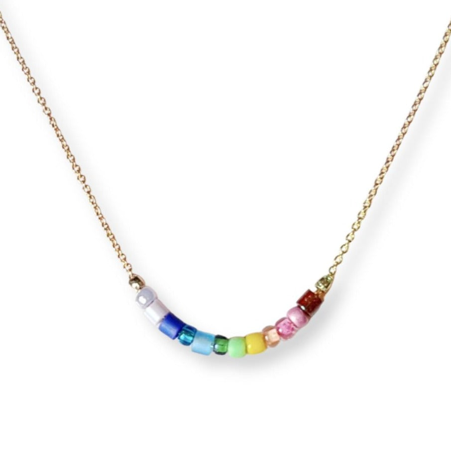 Rainbow Beaded Necklace, Rainbow Choker, Minimalist Choker, Lgbt Necklace,  Seed Bead Necklace, Multicolor Necklace, Beach Jewelry, Grad Gift - Etsy
