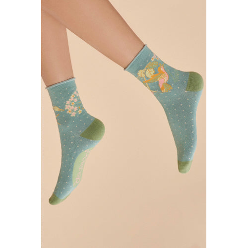 Hummingbird in Aqua Blue Socks by Powder UK - Freshie & Zero Studio Shop