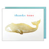 Set of 8 whale-themed thank you greeting cards by J Falkner in a boxed set, featuring elegant whale illustrations on a white background.