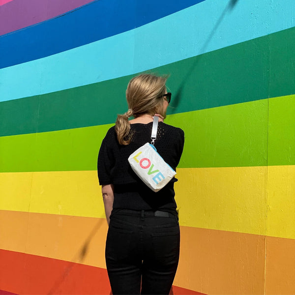 Rainbow Love Wristlet Water Resistant Small Bag by HI LOVE - Freshie & Zero Studio Shop