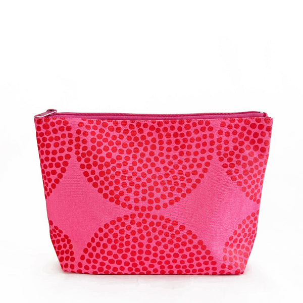 Large Canvas Zipper Pouch: Red Dotted Circles - Freshie & Zero Studio Shop