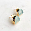 Half Moon Gemstone Stud Earrings: Blue Chalcedony - Freshie & Zero Studio Shop
