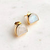 Half Moon Gemstone Stud Earrings: Moonstone - Freshie & Zero Studio Shop