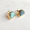 Half Moon Gemstone Stud Earrings: Labradorite - Freshie & Zero Studio Shop