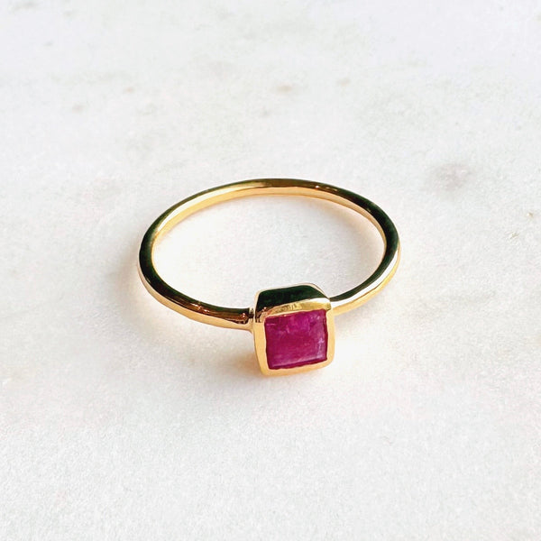 Mini Square Semi-Precious Stone Vermeil Ring - Freshie & Zero Studio Shop