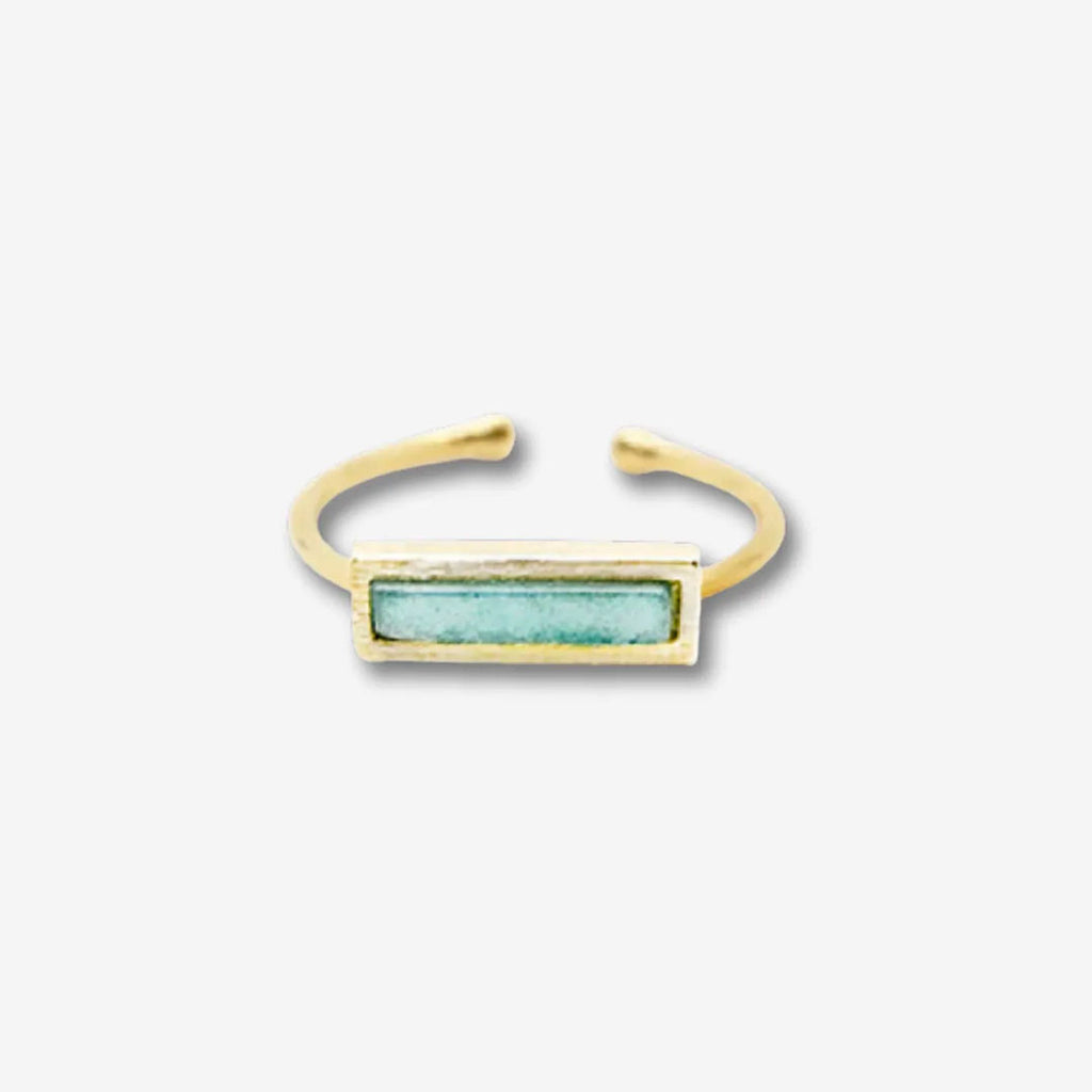 Turquoise Bar Gold Adjustable Ring - Freshie & Zero Studio Shop