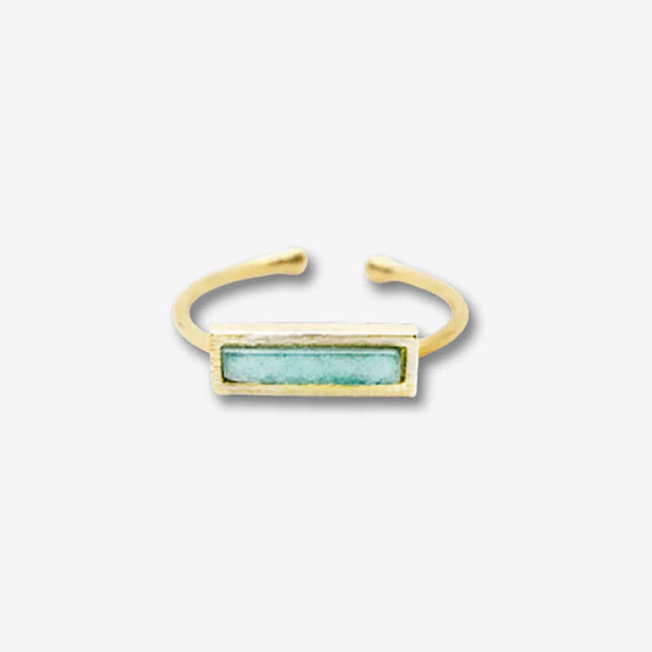 Turquoise Bar Gold Adjustable Ring - Freshie & Zero Studio Shop
