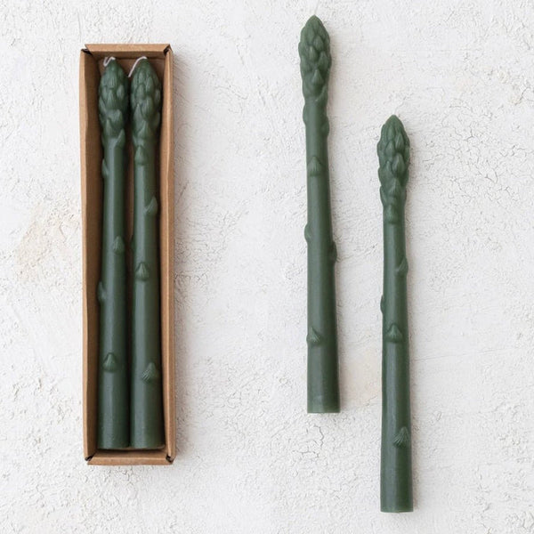 Asparagus Shaped 10" Taper Candles Set of 2 - Freshie & Zero Studio Shop