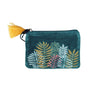 Velvet Leaf Garden Teal Embroidered Cotton Pouch - Freshie & Zero Studio Shop