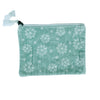 White Flowers on Minty Blue Velvet Pouch - Freshie & Zero Studio Shop
