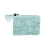 White Flowers on Minty Blue Velvet Pouch - Freshie & Zero Studio Shop