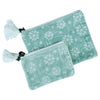 White Flowers on Minty Blue Velvet Pouch - Freshie & Zero Studio Shop