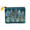 Velvet Leaf Garden Teal Embroidered Cotton Pouch - Freshie & Zero Studio Shop