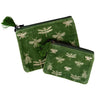 Green Velvet Bees & Dragonflies Cotton Pouch - Freshie & Zero Studio Shop