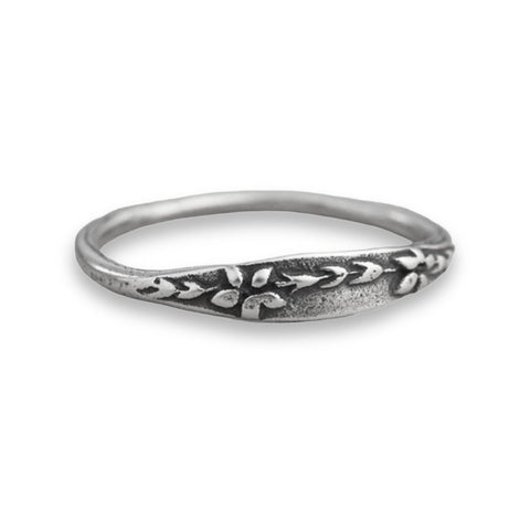 Sterling silver handmade Forget-Me-Not ring by Marmalade Jewelry featuring delicate floral design and intricate craftsmanship.
