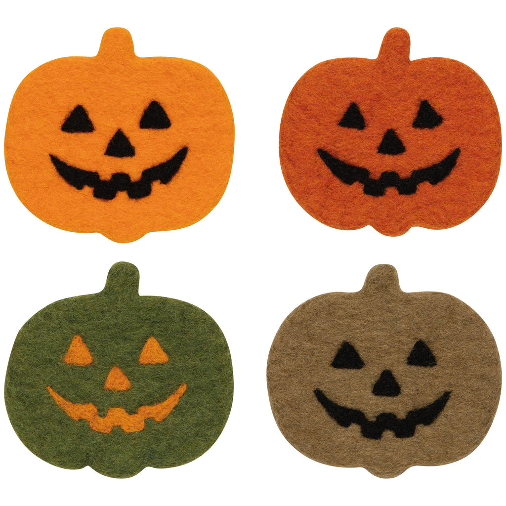 Jack-O-Lantern Felted Wool Coasters - Set of 4 - Freshie & Zero Studio Shop