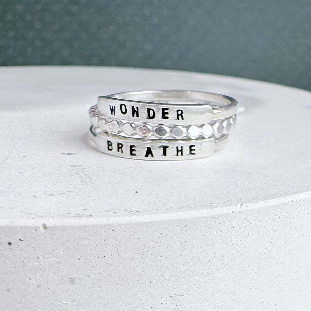 Breathe: Stamped Silver Ring by Christina Kober - Freshie & Zero Studio Shop