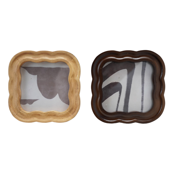 Wavy 5-inch square rubber wood photo frame by Creative Co-Op, suitable as a stylish home accessory for displaying photos.