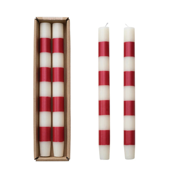 Striped Taper Candles 10", Set of 2 - Freshie & Zero Studio Shop