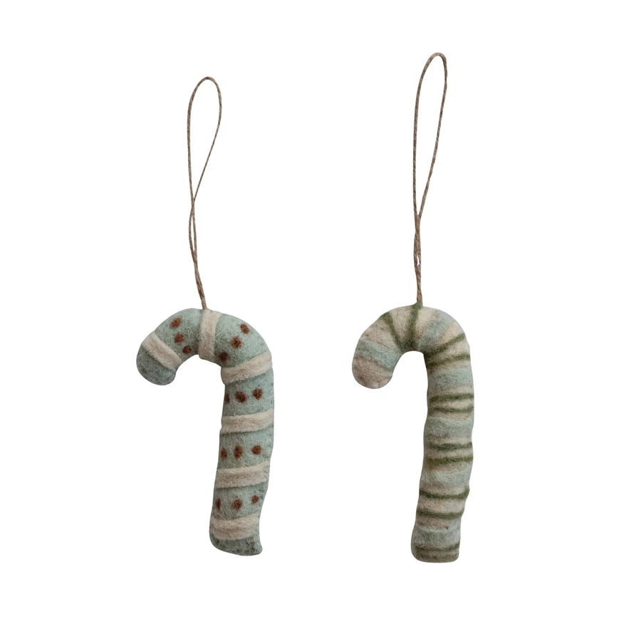 Felted Wool Candy Cane Ornaments - Freshie & Zero Studio Shop