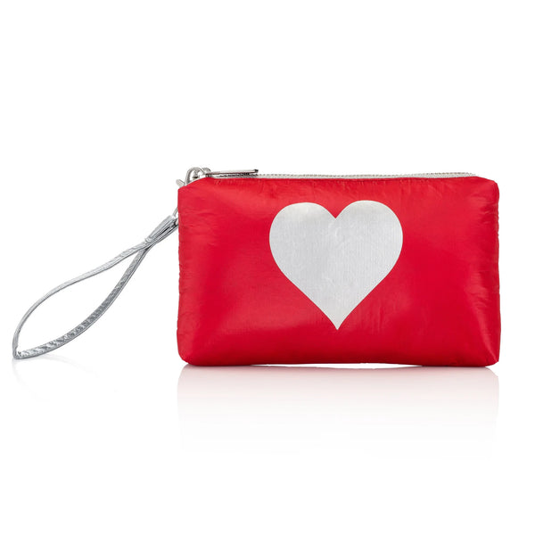 Red Heart Wristlet Water Resistant Small Bag by HI LOVE - Freshie & Zero Studio Shop