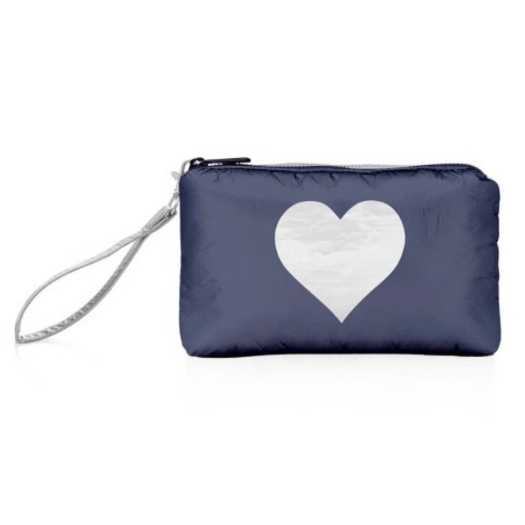 Navy Heart Wristlet Water Resistant Small Bag by HI LOVE - Freshie & Zero Studio Shop