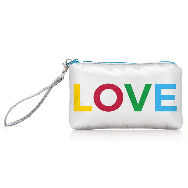 Rainbow Love Wristlet Water Resistant Small Bag by HI LOVE - Freshie & Zero Studio Shop
