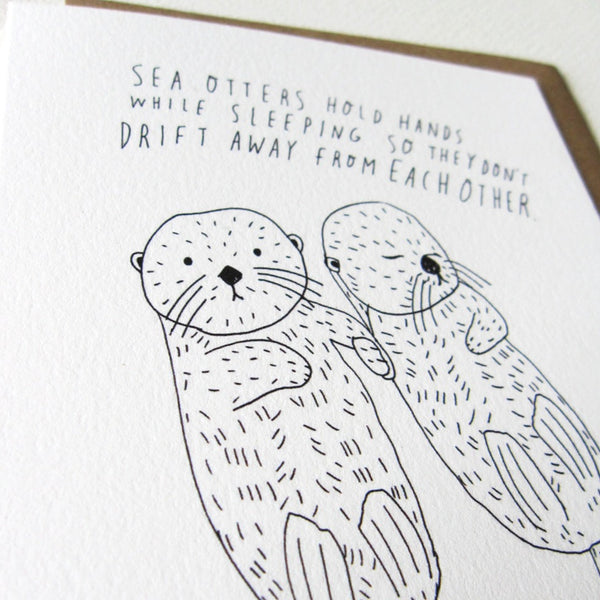 Greeting card: Sea Otters Hold Hands - Freshie & Zero Studio Shop
