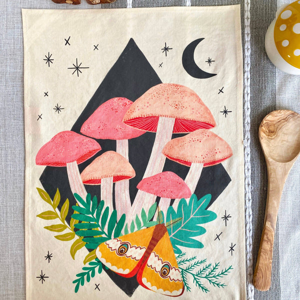 Midnight Mushrooms Tea Towel - Freshie & Zero Studio Shop