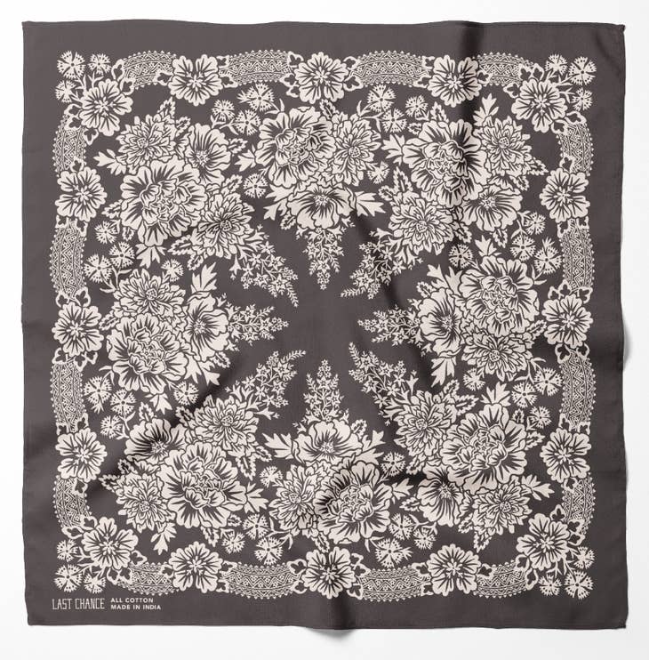 Organic Cotton Nashville Embroidered Bandana ~ Iron - Freshie & Zero Studio Shop