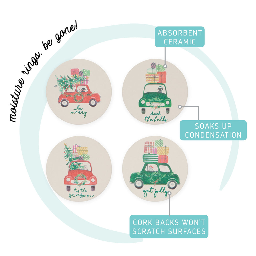 Winter Wheels Absorbent Ceramic Coasters - Freshie & Zero