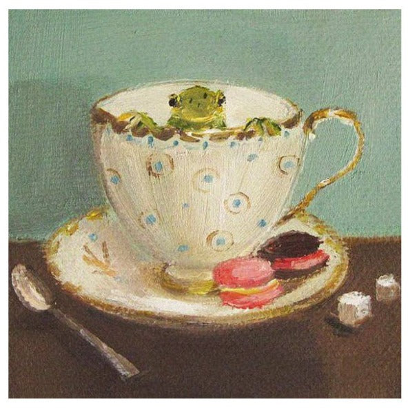 Janet Hill Art Print: Frog in Teacup 4"x4" - Freshie & Zero Studio Shop