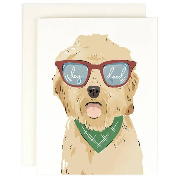 Hey Dood Doodle Dog Greeting Card by Amy Heitman