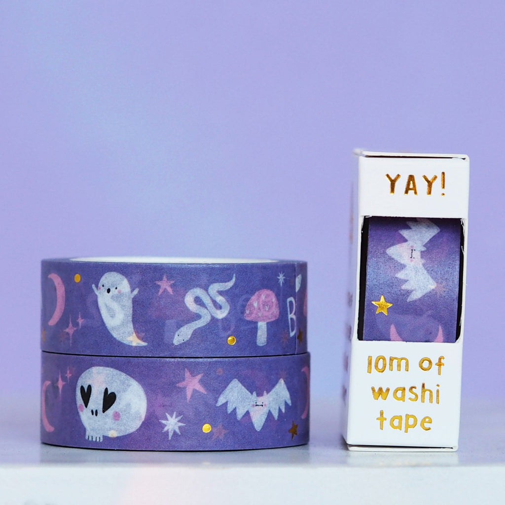 Nutmeg & Arlo Washi Tape: Purple Halloween Doodles - Freshie & Zero Studio Shop