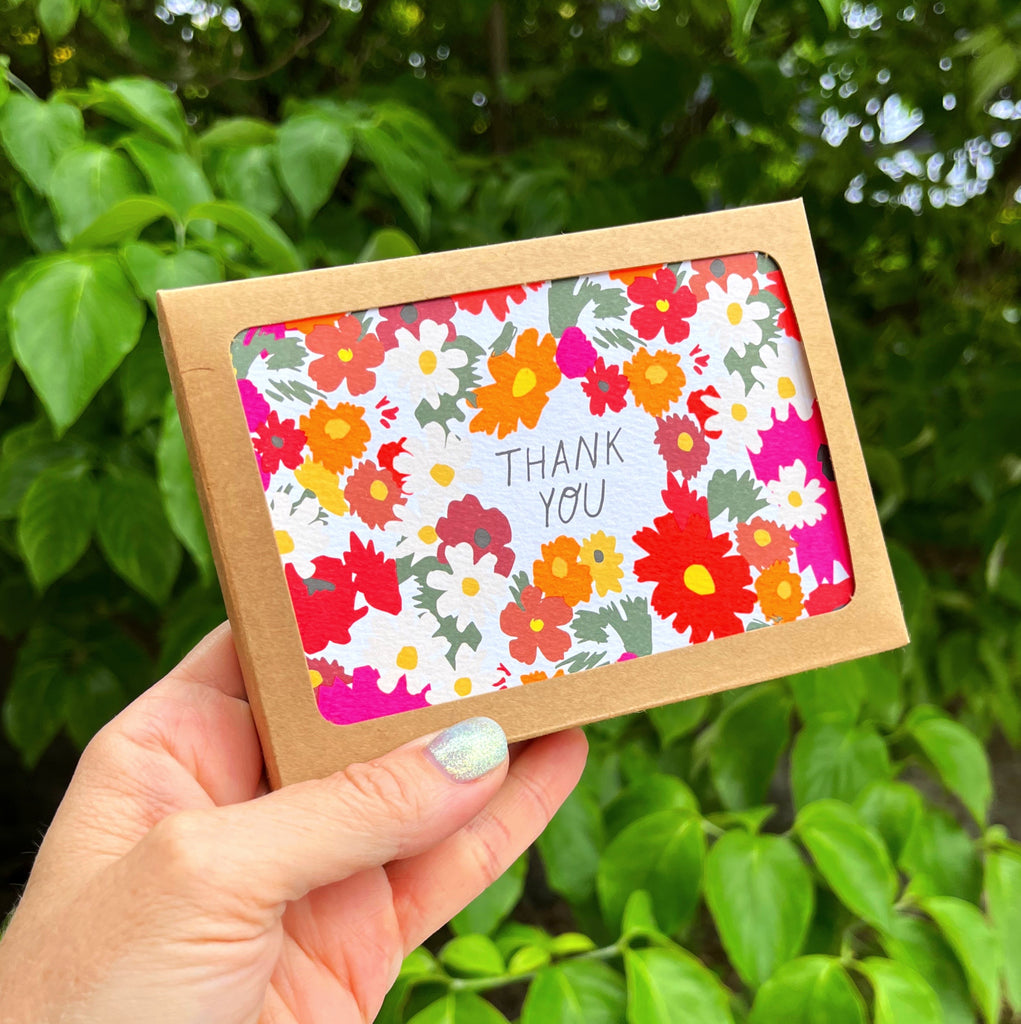 Boxed Note Cards: Thank You Flowers - Freshie & Zero Studio Shop