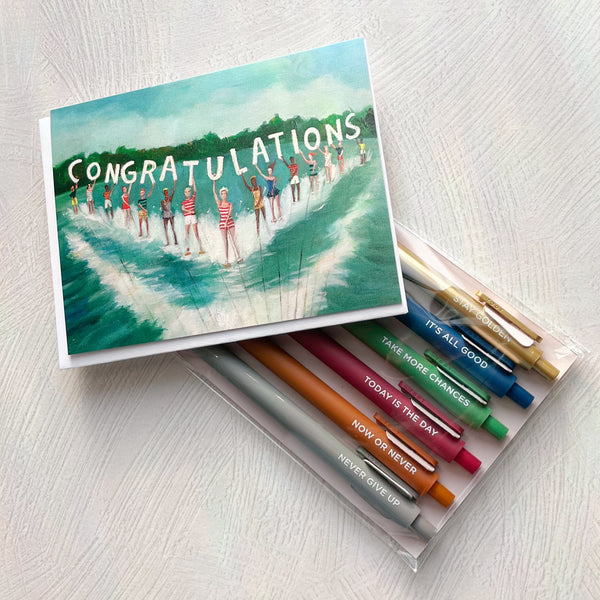 Janet Hill: Water Skiers Congratulations Card - Freshie & Zero Studio Shop