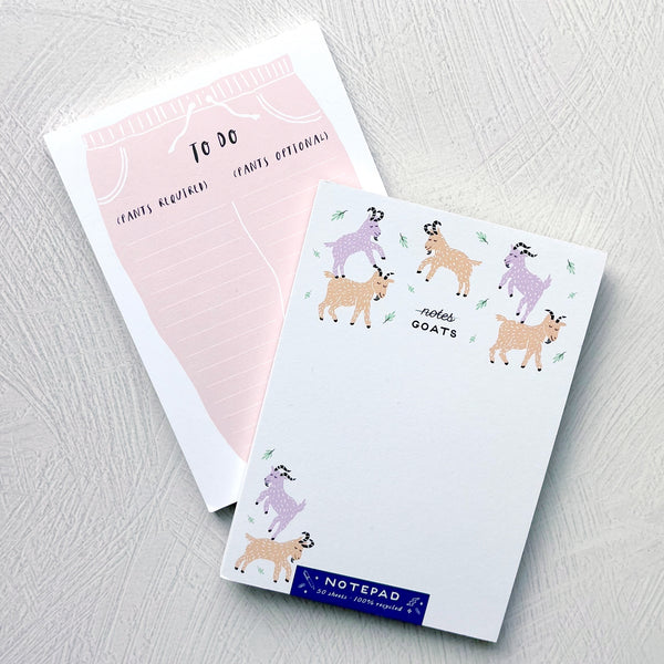 Goats Notes Notepad - Freshie & Zero Studio Shop