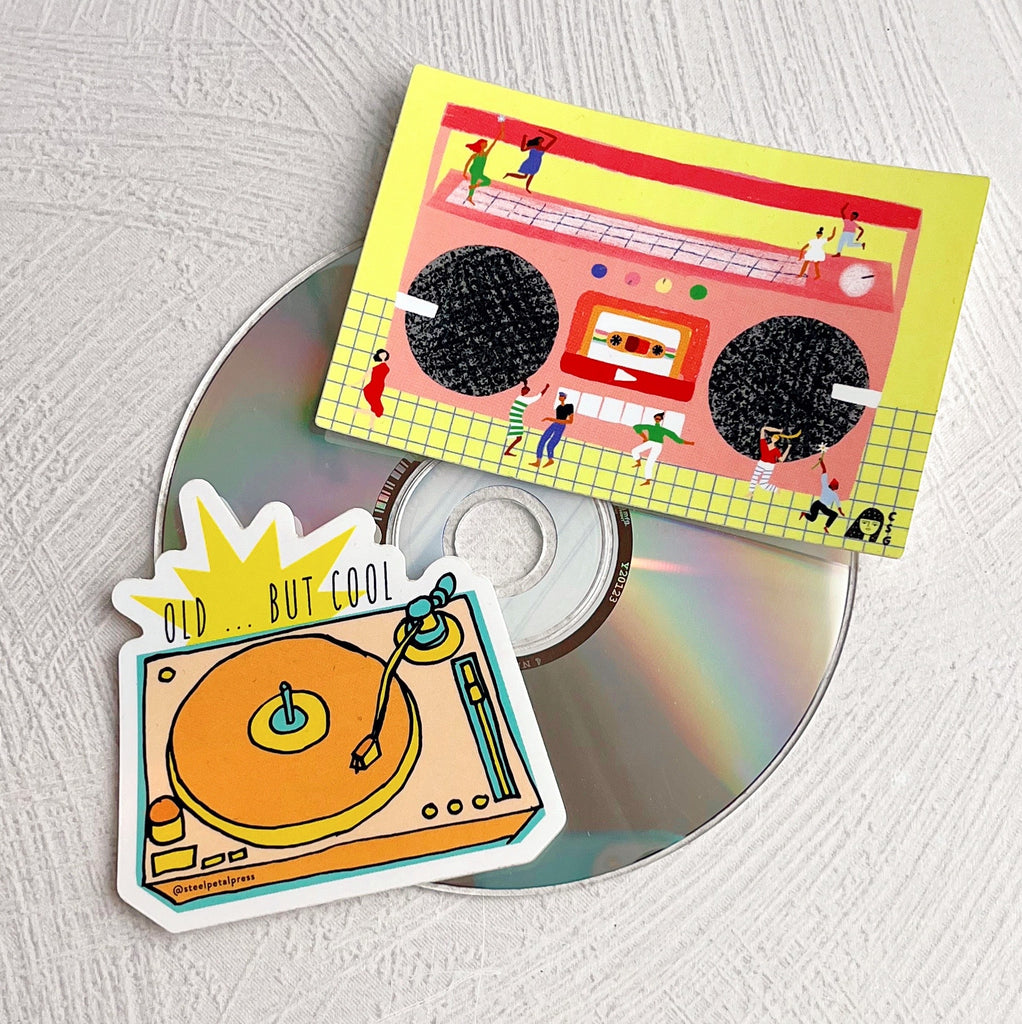 Old But Cool Record Player Sticker - Freshie & Zero Studio Shop