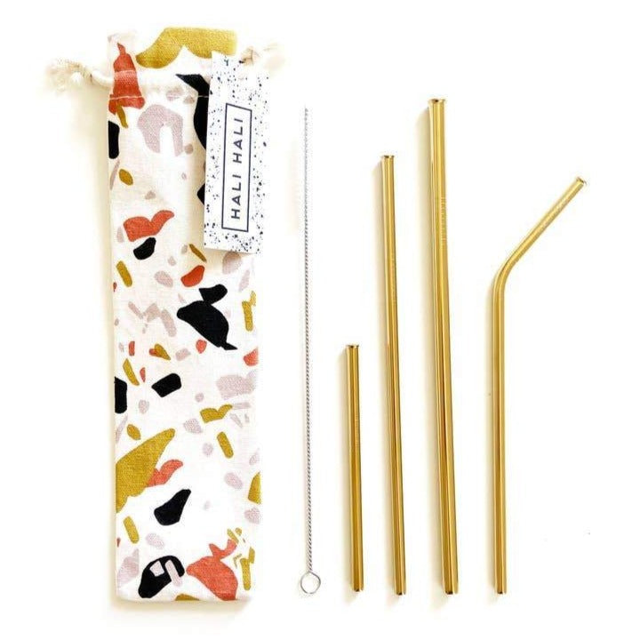 Variety Pack of 4 Reusable Straws - Gold - Freshie & Zero Studio Shop