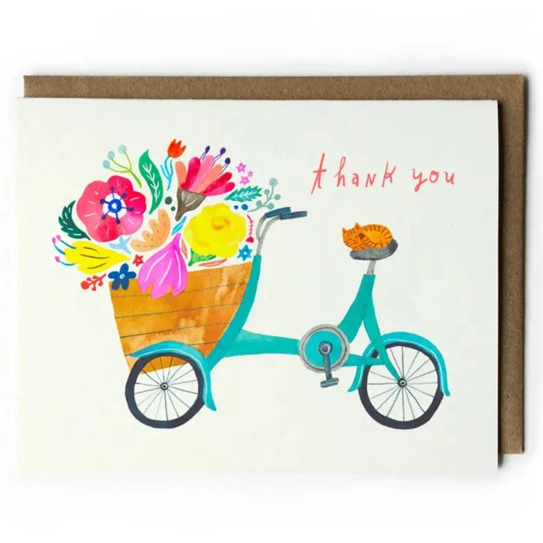 Bicycle & Flowers Thank You Cards - Set of 6 - Freshie & Zero Studio Shop