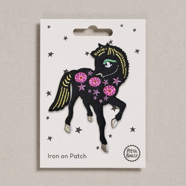 Iron on Patch - Fancy Black Pony - Freshie & Zero Studio Shop