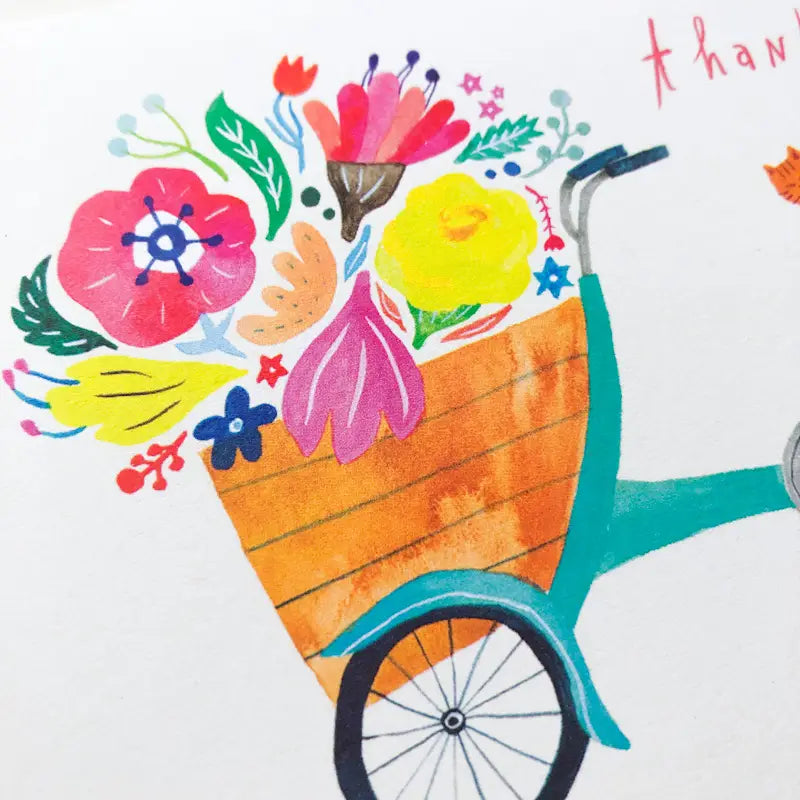 Bicycle & Flowers Thank You Cards - Set of 6 - Freshie & Zero Studio Shop