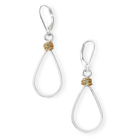 Gold swirl teardrop earrings by Freshie & Zero featuring elegant, handcrafted gold earrings with a flowing teardrop design.