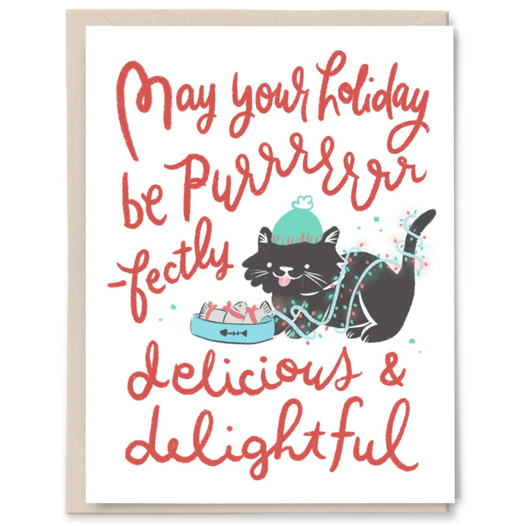 may your holiday be delicious and delightful cat christmas card