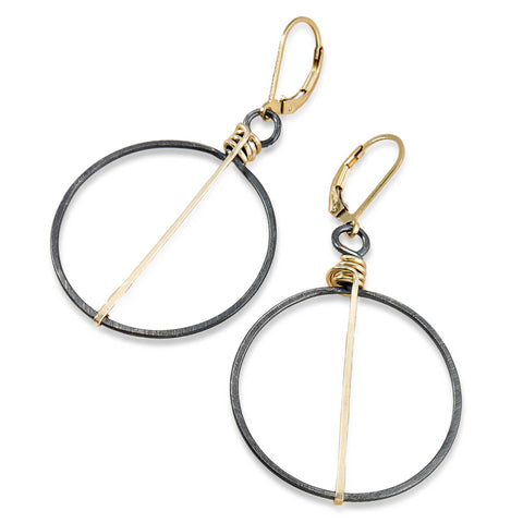 Antique striped sweet earrings by Freshie & Zero featuring colorful, vintage-inspired striped design on gold-tone hooks.