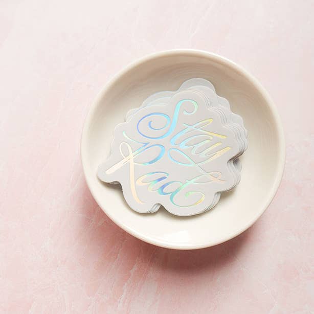 Stay Rad Lettered Holographic Sticker - Freshie & Zero Studio Shop