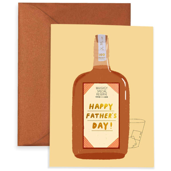happy father's day greeting card whiskey illustrated